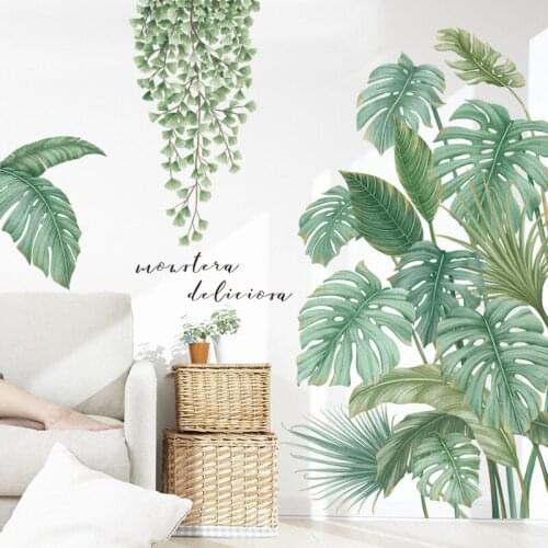 Extra 120cm Green Leaves Wall Stickers for Bedroom Living Room Kitchen Kids Room DIY Vinyl Wall Decals Door Murals Home Decor