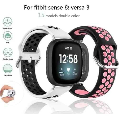 Double Color Strap For Fitbit Versa 3/Sense Smart Watch Bands Replacement soft silicone Bracelets for fitbit versa3 Wristbelts