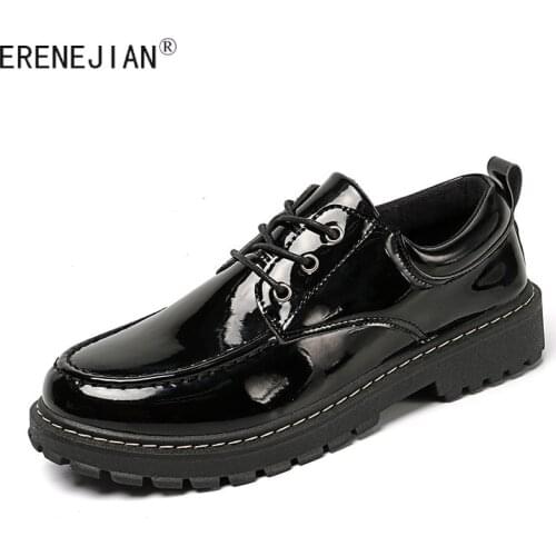 ERENEJIAN Mens Leather Shoes Fashion Trend Thick-soled Shoes 2021 New Footwear Zapatos De Hombre