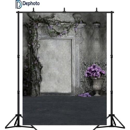 DePhoto Flowers Vines Stone Wall Custom Retro Photography Backdrop Studio Wedding Background Vinyl for Baby Children Photo Prop