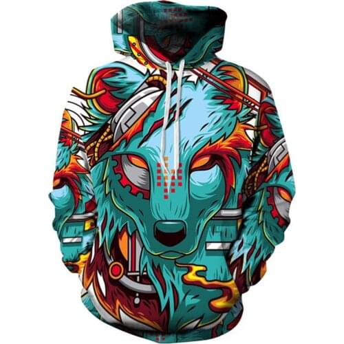 2018 Hot Sell Hooded 3D Wolf head Sweatshirt Men/women Hoodies Print Wolf Autumn 3d print Fashion Couple Hoodie Sweatshirts