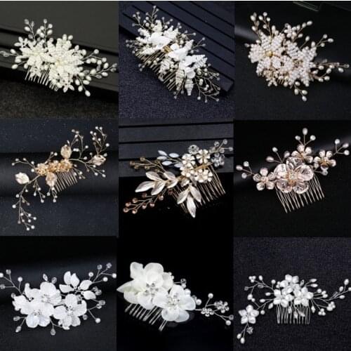 Hair combs rhinestone Flowers leaves wedding jewelry bridal wedding combs crystal bride headdress Prom Party wedding accessories