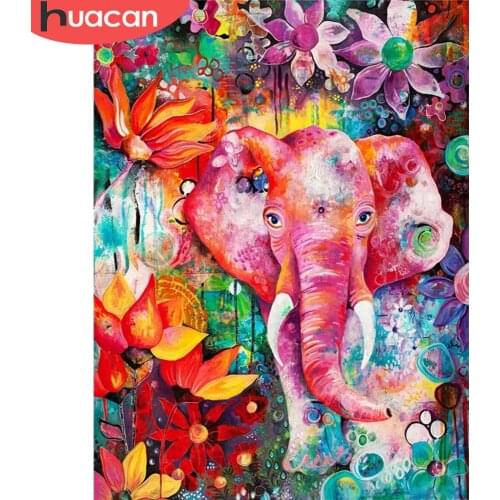 HUACAN 5D DIY Diamond Painting Elephant Cross Stitch Kits Full Drill Embroidery Diamond Mosaic Animals Needlework Decor For Home