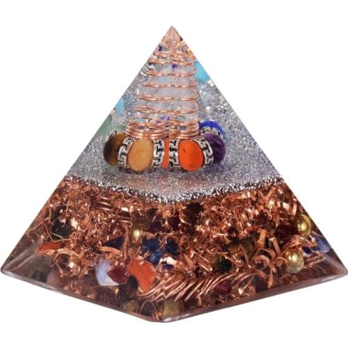 TUMBEELLUWA Healing Stone Orgonite Pyramid Energy Generator Reiki Resin Metal Wire Crystal Point for Chakra Meditation Balancing