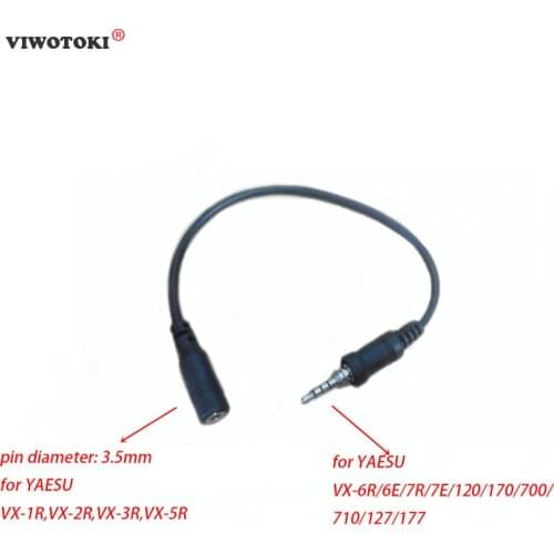 3.5mm Female Plug Connector Audio Transfer Cable for YAESU Vertex for VX-7R VX-6R VX-177 VX-170 Twoo Way Radio Headset Earphone