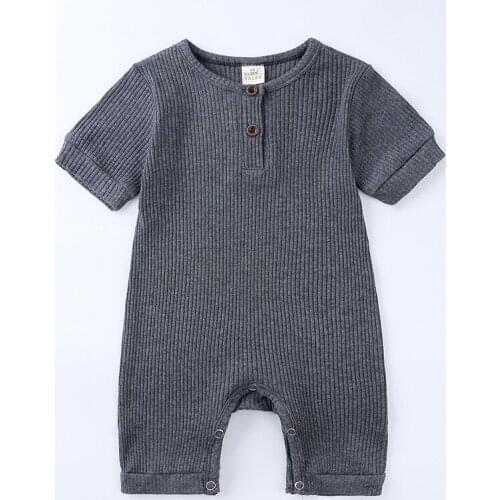 Summer Baby Romper Soft Cotton Bodysuit For Newborns Solid Color Push Button Baby Girl Crawl Clothes Quality Jumpsuit For Kids