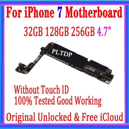 32GB 128GB 256GB for iPhone Motherboard without Touch ID 100% Original unlocked for iphone 7 4.7 inch Mainboard with IOS System