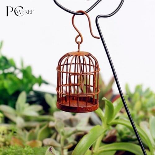 1pc New Arrival 1:12 Scale Metal Bird Cage With Bird Birdcage Dollhouse Miniature Gold Tone