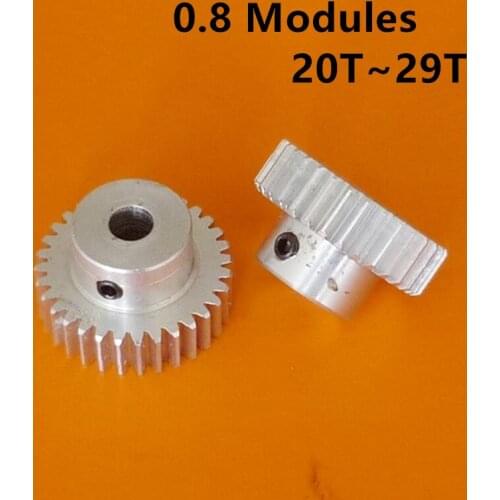 Aluminum Alloy 0.8 Modulus 20T-29T Tooth Hole 3/3.17/4/5/6/6.35/7/8mm for Aviation Model DIY Fine Hole Drive Accessories