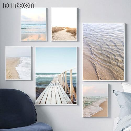 Beach Seaside Wall Art Poster on The Wall Interior Paintings Picture Home Decoration Modern Canvas Paintings for Bedroom Decor