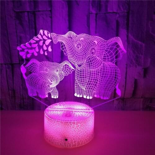 Animal 3d Lamp Illusion Elephant Night Light for Kids Bedroom Bedside Lamp Mothers Day Thanksgiving Gift for Baby Home Decor