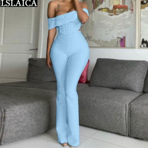 Wholesale Free Shipping To Us Pant Suits Off Shoulder Tops Long Pants Solid Color 2 Piece Sets Womens Outfits Elegant Two Sets