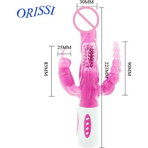 ORISSI Bunny Triple Pleasure Vibrations & Rotations Anal Sex Rabbit Vibrators for Women Female Masturbator Adult Erotic Sex Toy