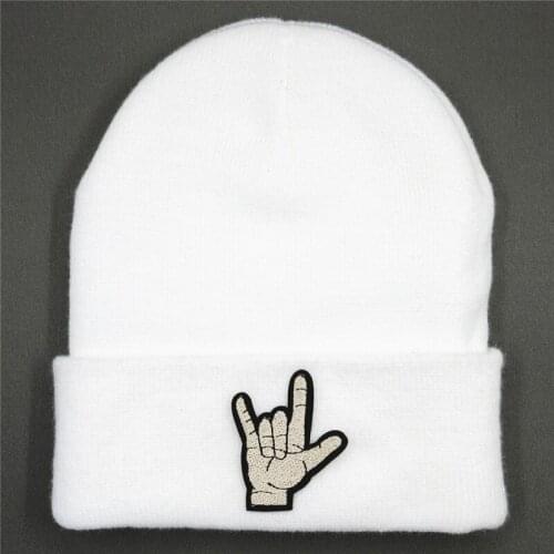 LDSLYJR good gesture embroidery Thicken knitted hat winter warm hat Skullies cap beanie hat for men and women 68