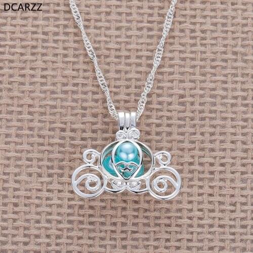 Carriage Pearl Cage Pendant Silver Plated Pumpkin Locket Women Pearls Necklaces Girls Birthday Gift Jewelry Wholesale