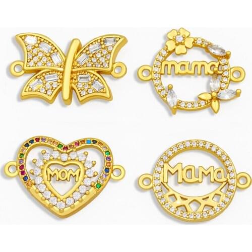 OCESRIO Brass CZ Butterfly Bracelet Charms for Jewelry Making Designer Gold Mom Charms for Bracelet DIY Jewelry Making chma036