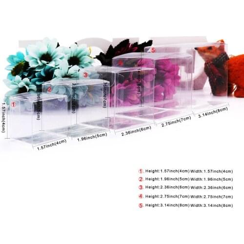 50Pcs 5x5x5cm Transparent Party Candy Bags Birthday Gift Box Clear Square PVC Birthday Party Gift Box Chocolate Candy Boxes