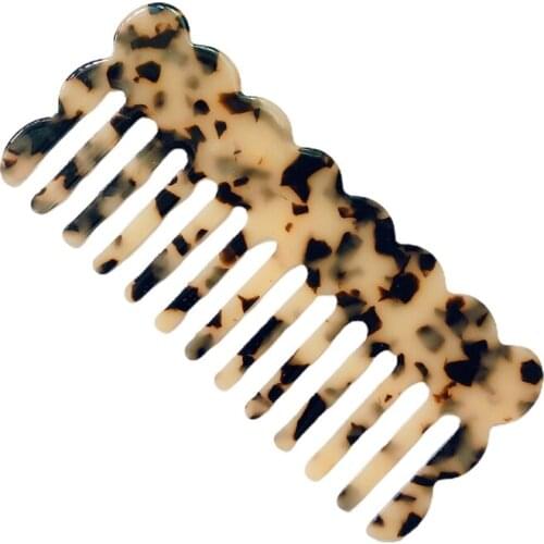 Cellulose Acetate Wide Tooth Pocket Hair Comb Colorful Marble Stone Leopard Print Wavy Trim Hairbush Hairdressing Tools