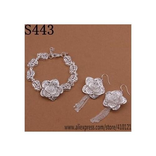 S443 Lucky Charm Silver Color Jewelry Sets For Women Jewelry Lady Accessories Fashion Bracelet Earring /djnamaua Hxvaqpca