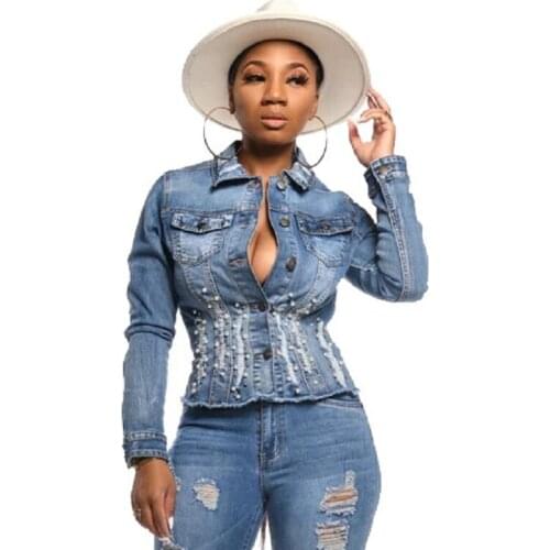 Sexy denim Tops jean jacket 2020 women Fashion Coat