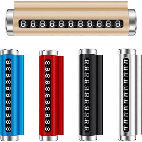 Stylish Car Temporary Stop Metal Parking Card Rotate Phone Number Display Plate