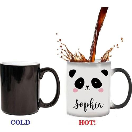 Lovely Panda Personalized Coffee Mugs 11oz Heat Sensitive Changed Color Tea Milk Cup Mug Best Gift for Your Kids