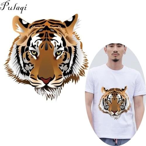 Pulaqi Tiger Heat Transfers Stickers Clothes Patches Animal Patch DIY Appliques for Jeans Coats T-shirts Handmade Decoration B