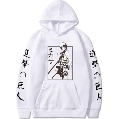 Harajuku Anime Attack On Titan Mikasa Ackerman Hooded Sweatshirt Women Funny Manga Shingeki No Kyojin Winter Long Sleeve Hoodies