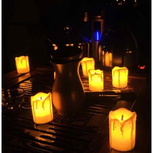 Pack of 12 Bright Led Candle Lights in Wave Design, Flameless Tea Light Candles, Electric Fake Candle in Bright Warm White