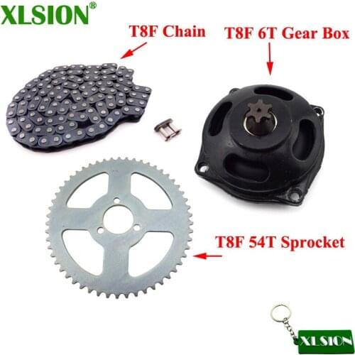 XLSION T8F 116L Chain + T8F 6T Gear Box + T8F 54T Rear Sprocket For 47cc 49cc Minimoto Pocket Bike