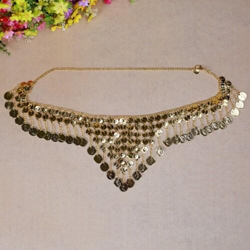 Womens belly dance coins triangle belt dance metal waist chain wholesale