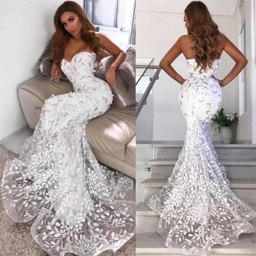 Luxury Sweetheart Trumpet Wedding Dresses White Robe Femme Sleeveless Bohemian Mermaid Bridal Gowns Plus Size Vestidos De Novia
