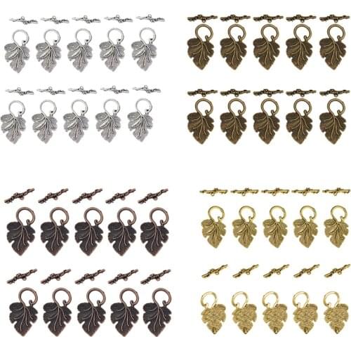 10 Sets Antique Leaf Shape Toggle Clasps for Jewelry Making Bracelets End Clasp Jewelry Findings