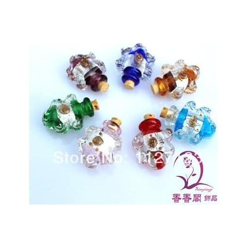 10pcs Murano Glass Essential Oil Vials Maple Leaf(29X22MM,0.5ML,Mixed Colors) perfume bottle pendant Aroma vials