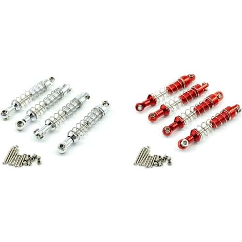 2 Set For MN D90 MN-90 MN99S WPL C14 C24 C34 RC Car Metal Shock Absorber Damper Parts Accessories, Silver & Red