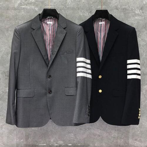 2021 Fashion Brand Formal Blazer Men British Casual Suit Mens Jacket Spring Autumn Single Breasted Striped Wool Coat