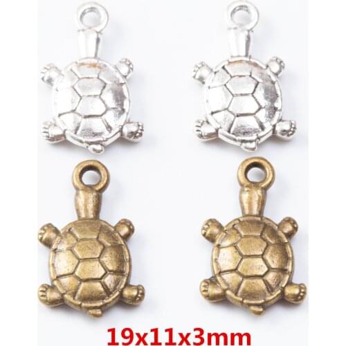 45 pieces of retro metal zinc alloy Tortoise pendant for DIY handmade jewelry necklace making 7285