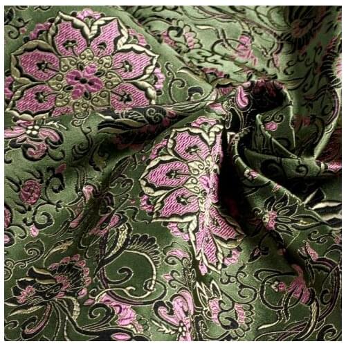 75cm*100cm Brocade costume dress baby clothes kimono brocade fabrics senior apparel fabrics / green background water lotus