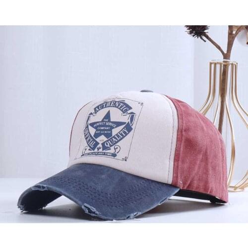 Hat female Korean trendy ins peaked cap washed five-pointed star print ladies tide wild summer baseball cap street sunscreen