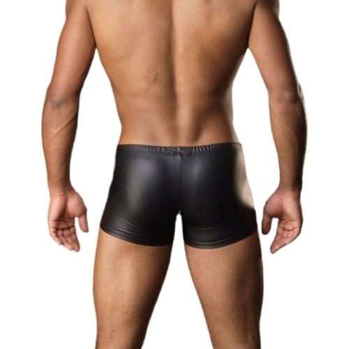 Boxer Men Underwear Sexy Night Club Leather Mens Boxers Cuecas Masculina Underpant Boxershorts Man Size M-2XL