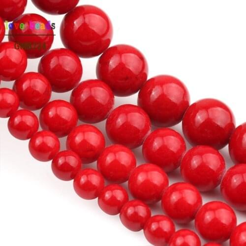 Red Coral Jades Beads for Jewellery Making 15 Inch DIY Bracelets for Women 4/6/8/10/12mm