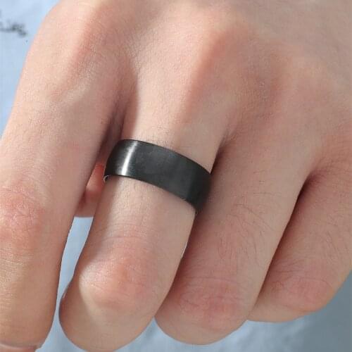 MANGOSKY 8mm Black Titanium Ring for Men and Women