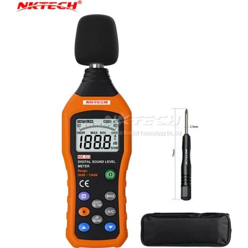 NKTECH NK-D3 Digital Sound Level Noise Meter Logger Tester Audio Decibel Monitor 30-130dB Accuracy 1.5dB Fast/Slow Selection