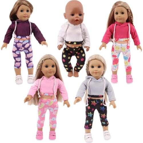Baby Doll Clothes Fashion Multicolor hoodie set 18 Inch American 43CM Toys New Born Baby Doll OG Girl Russia DIY Doll Gift
