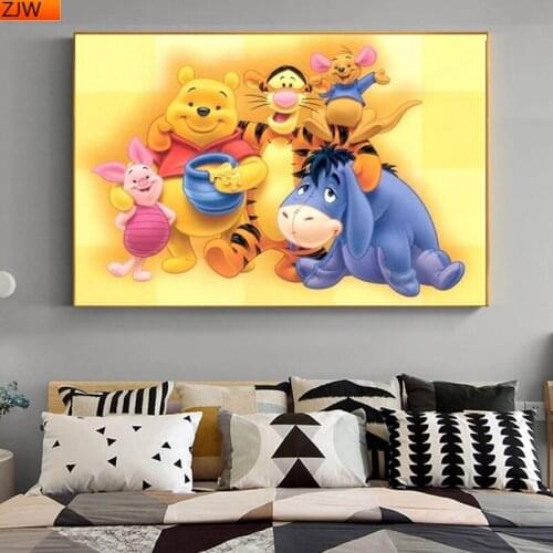 Disney Cartoon Winnie The Pooh Poster 5D DIY Diamond Painting Full Diamond Embroidery Animal Home Decoration Cross Stitch Kit