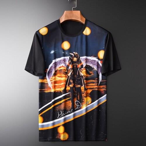 Classic Summer Mens T-shirts Luxury 100% Cotton Short Sleeve Front Printed T-shirts Men Plus Size 3XL 4XL Slim Fit T-shirts Man