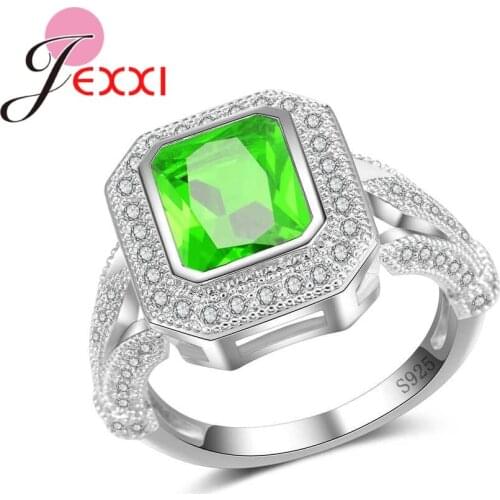 New Arrival 925 Sterling Silver Finger Ring Square Cut Cubic Zirconia Top Quality Finger Ring Party Fine Accessories