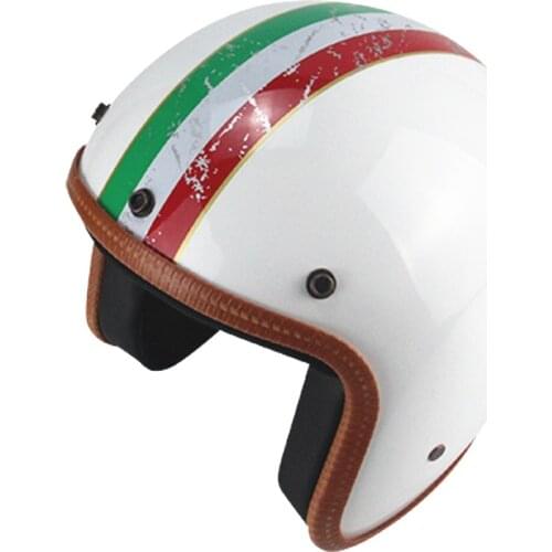 Motorbike Helmet Retro Electric Bike Helmet Italy Strips Pattern Turtle King Men Dirt Bike Helmt Motorcycle Accessories 2058