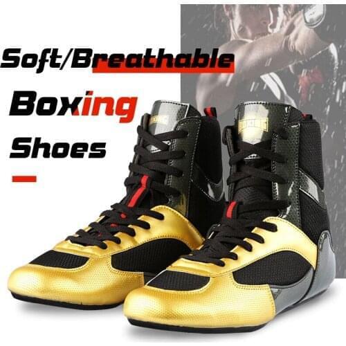 Men Wrestling Shoes Lightweight Boxing Martial Arts Taekwondo Sanda Training Shoes Fighting Wrestling Sneakers Plus Size 35-46