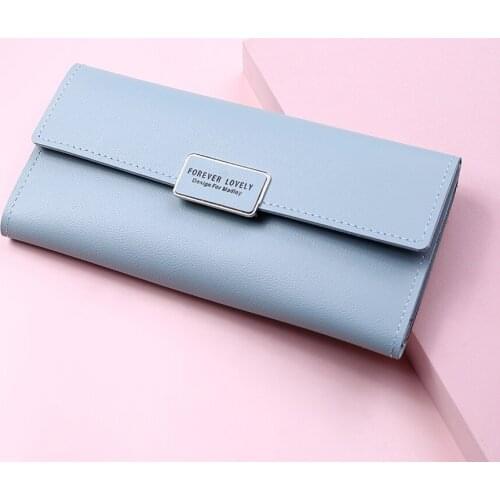 2021 New Long Women Wallets Candy Color Female Hasp Purses Girls PU Leather Card Holder Ladies Money Coin Bags Clutch